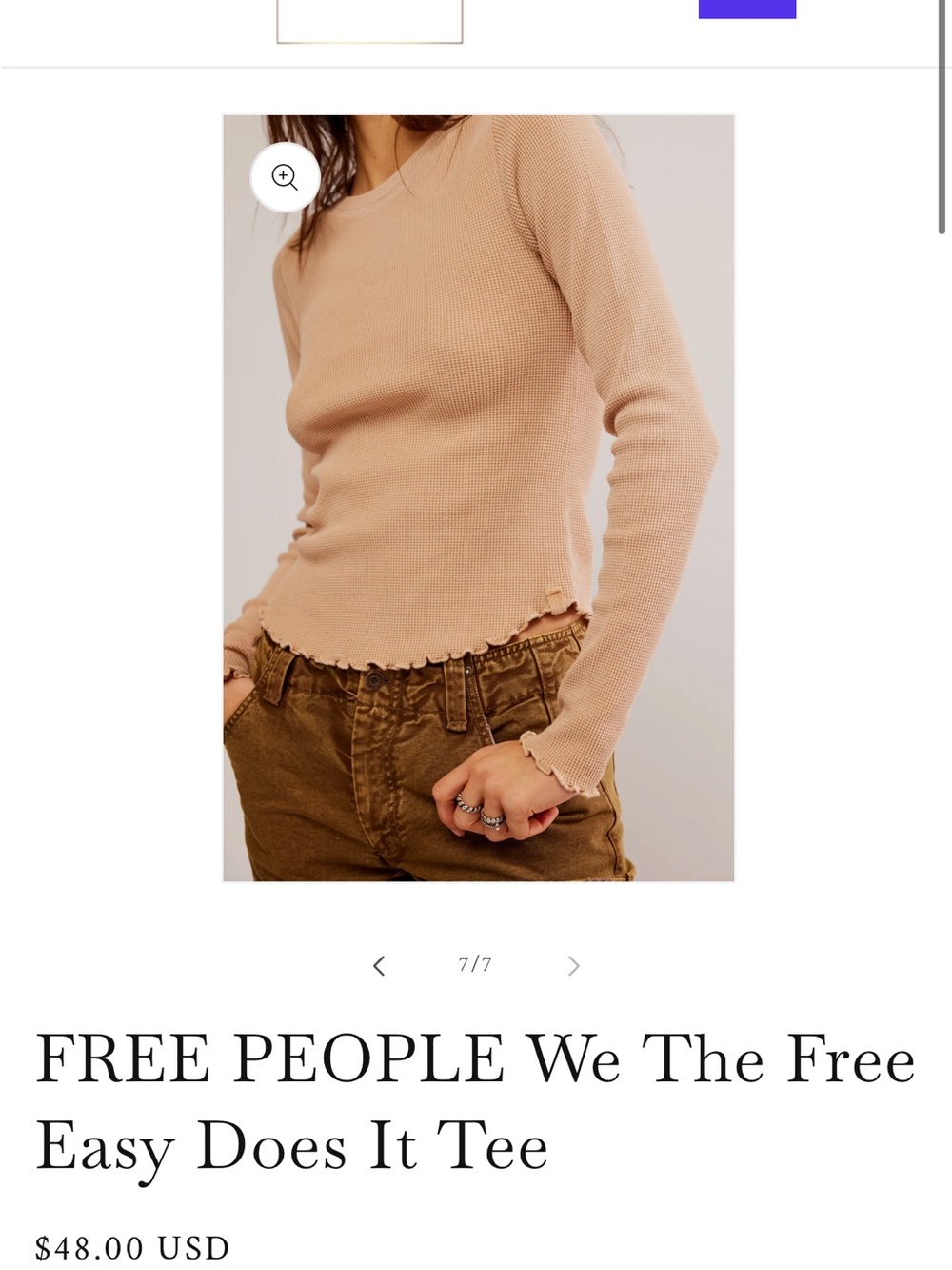 FREE PEOPLE We The Free Easy Does It Tee size S